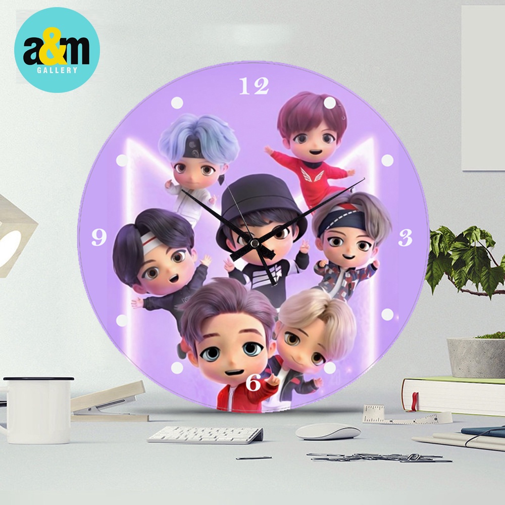 Jam Dinding Kayu TINY TAN BTS I Jam Dinding K-POP - A&amp;M