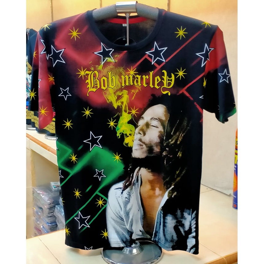 Baju Kaos Motif Bob Marley Pria Terbaru