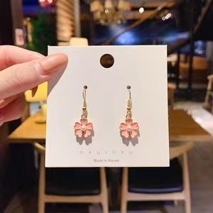 (Hello Girl)E02 Anting Tusuk Wanita Korea Bunga Pita Hati Mutiara Import