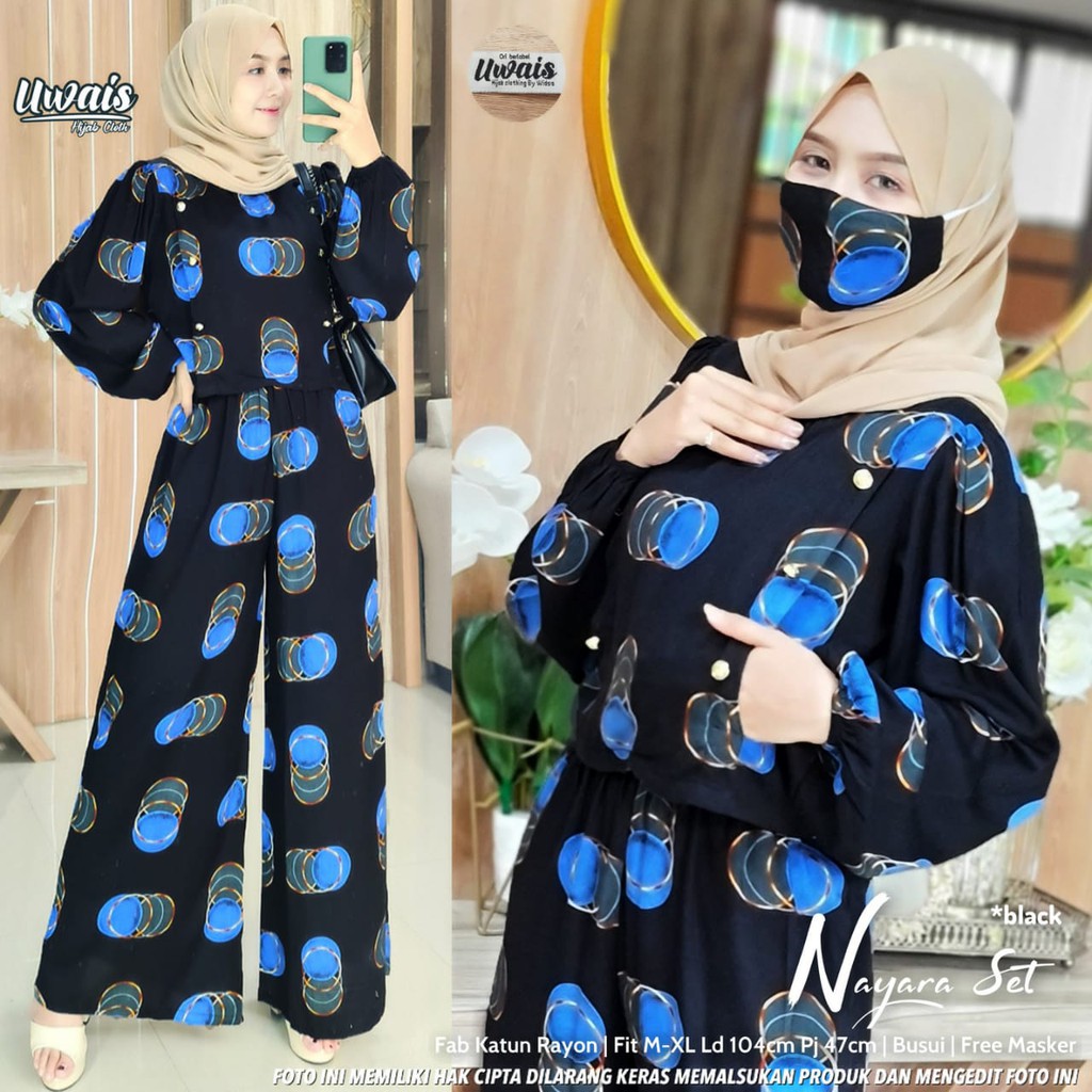 Setelan Wanita ONE SET Katun Rayon / Nayara Set by Uwais Busui Friendly