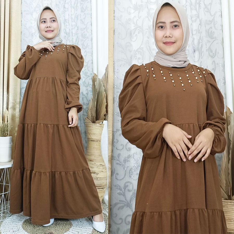 GAMIS SABANI MUTIARA LENGAN KERUT BAWAH 3SUSUN GL FASHION