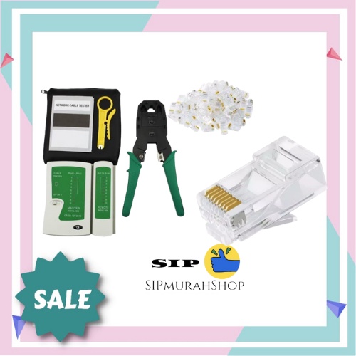 PAKET LENGKAP TANG CRIMPING CAT 6 KRIMPING 315 CRIMPING TOOL TANG POTONG , CONECTOR RJ45 CAT 5E , TESTER LAN RJ45