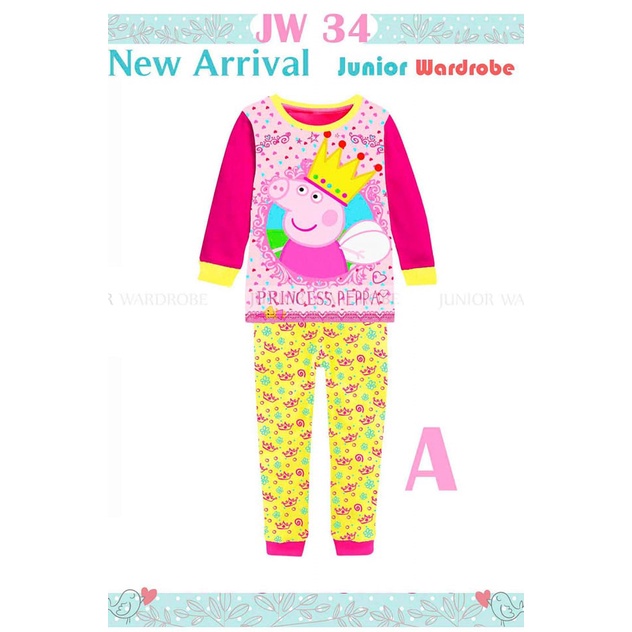 Baju Tidur Anak Bayi Cewek Peppa Pig ukuran 6bulan - 3tahun JUNIOR WARDROBE