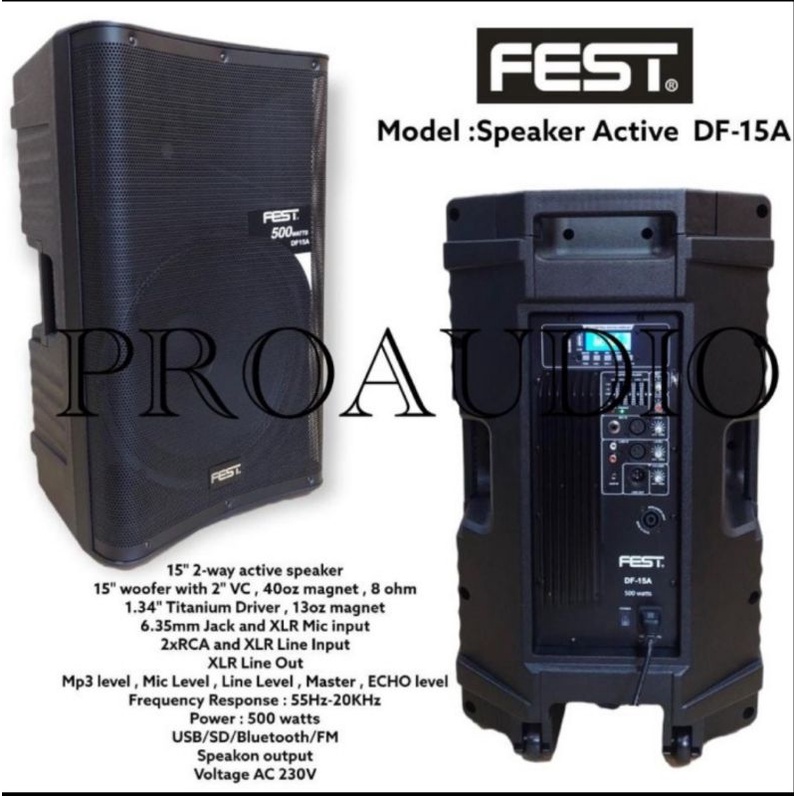 Speaker Aktif Wireless Bluetooth Fest 15 Inch DF 15A DF 15 A DF15A