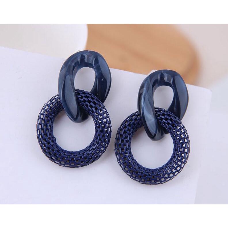 Eropa dan Amerika fashion berlebihan akrilik rantai anting-anting Korea serbaguna mesh anting-anting