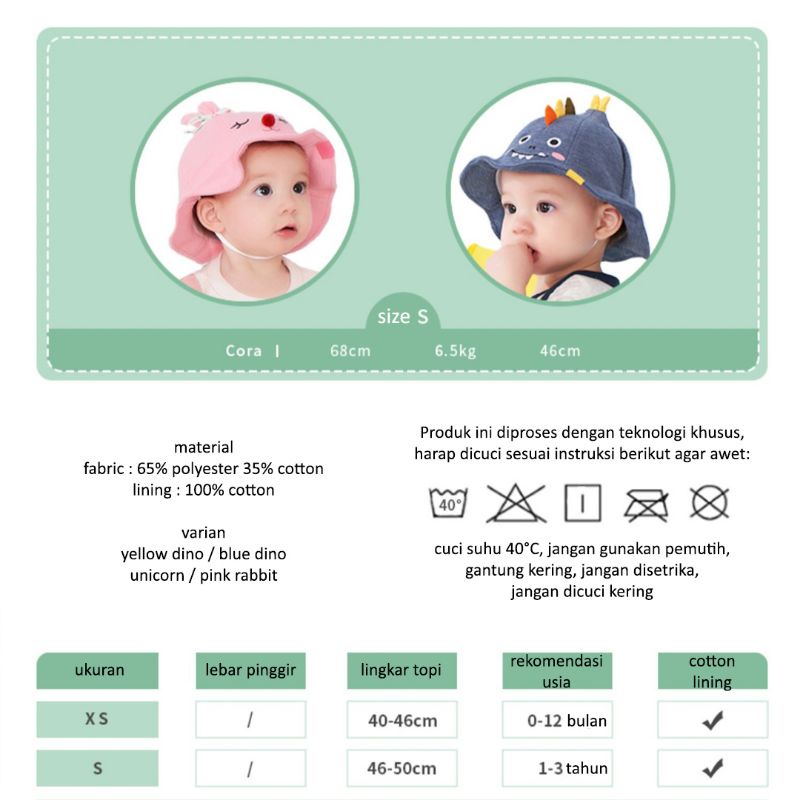 TOPI ANAK | anti UV - cute animal 3D cartoon basin hat het impor unisex baby kid cewek cowok bayi