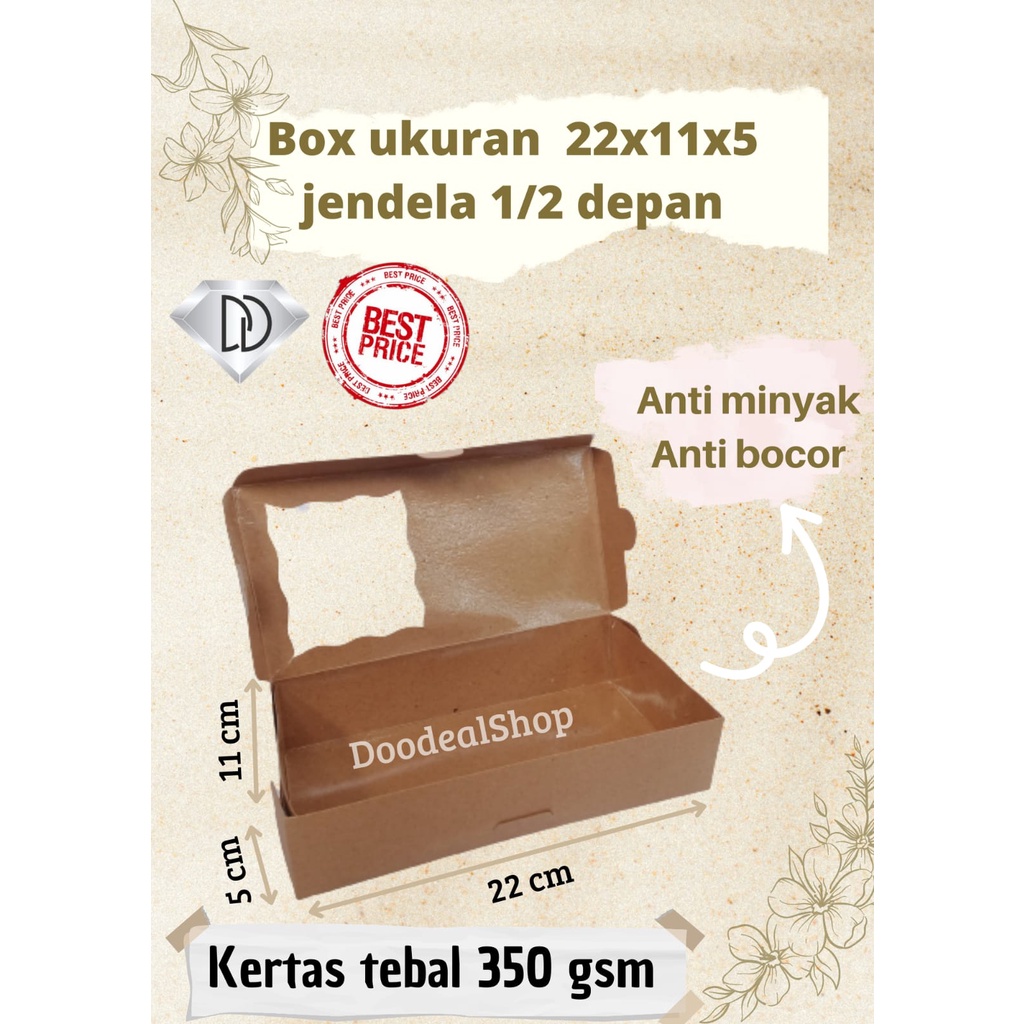 (10 PCS) DUS KUE 22x11x5 Jendela setengah Bukaan depan DUS DONAT DUS MAKANAN KEKINIAN DUS BOX MURAH 