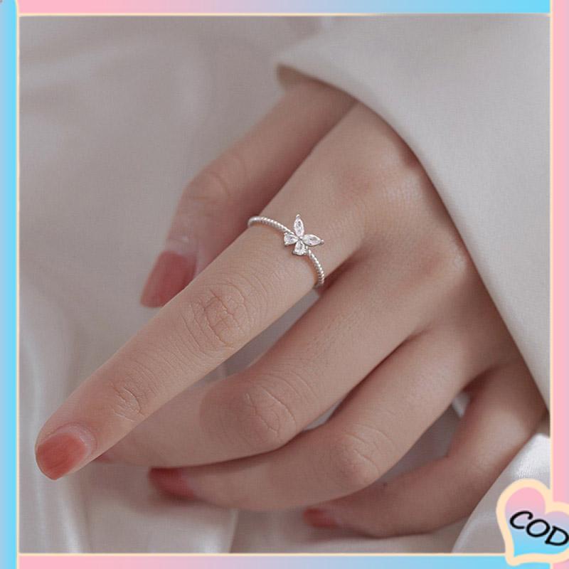 COD❤️ Cincin Model Terbuka Desain Kupu-Kupu Aksen Berlian Untuk Wanita-A.one