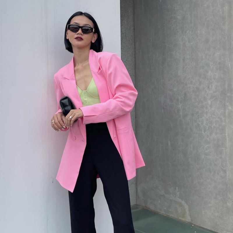 TRICK & TRICKY OVERSIZED BLAZER PINK BUBBLE GUM