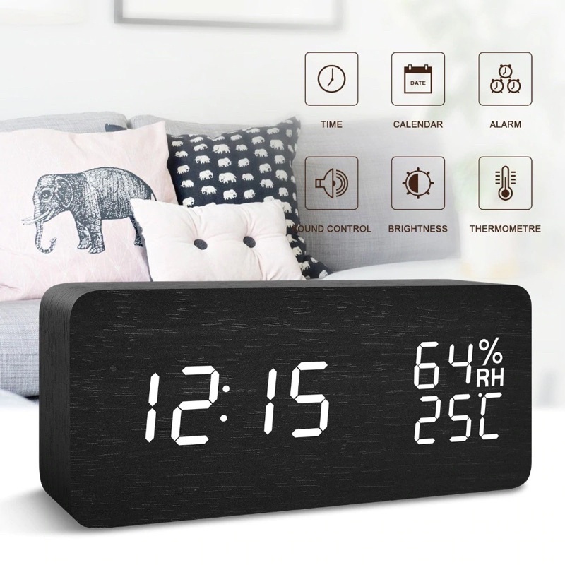 LikyYou Jam Meja Digital LED Clock Temperature Humidity Control - CYP-105