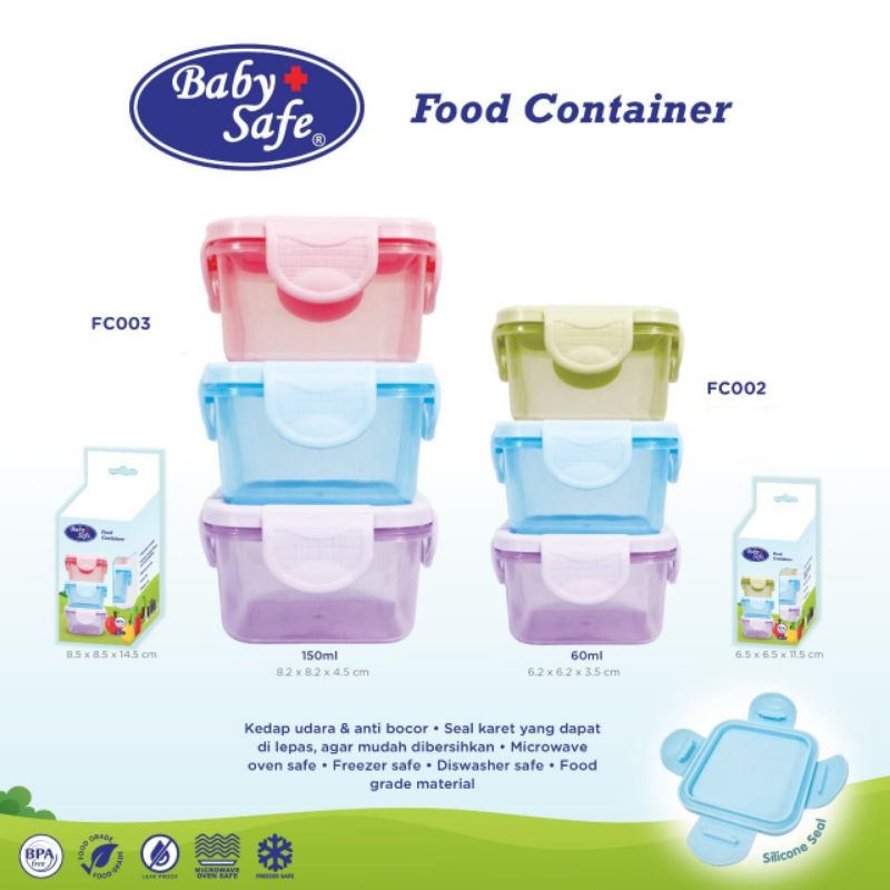 Baby Safe (FC003/FC006/FC008) Food Container /Kontainer Makanan Bayi MPASI/ wadah mpasi / WADAH SUSU / MICROWAVE SAVE / PP / GLASS / KONTAINER KACA