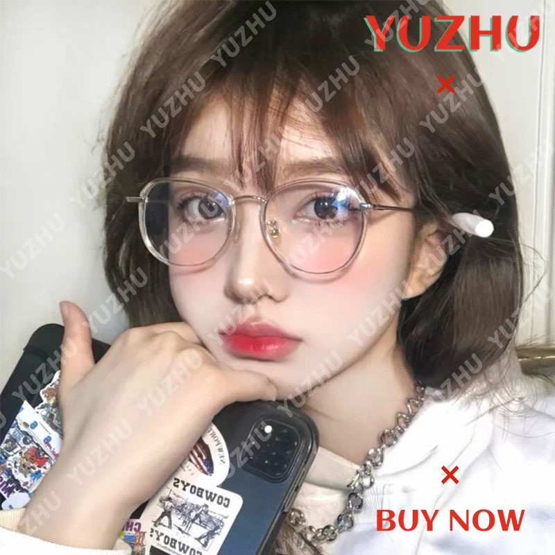 (YUZHU) TERSEDIA &amp; COD Frame Kacamata Anti Radiasi Wanita Kacamata Cewek Korean Gaya Bulat Eyeglasses