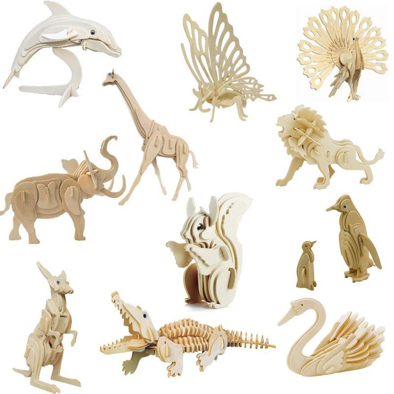 BALISO MAINAN PUZZLE DIY EDUKASI ANAK-ANAK MAINAN KREATIFITAS PUZZLE HEWAN MAINAN PUZZLE KAYU FAUNA