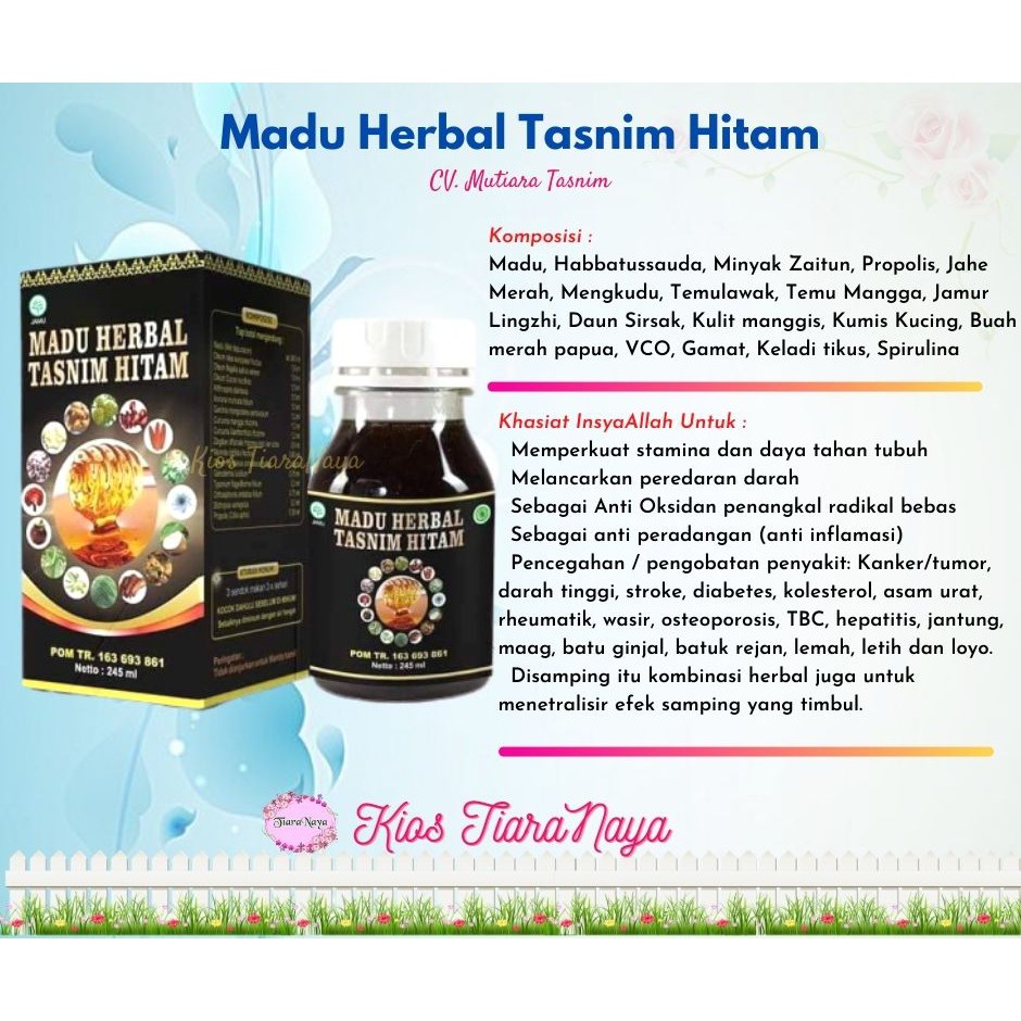 MADU HERBAL TASNIM HITAM - Madu Dengan 17 Herbal Untuk Imunitas