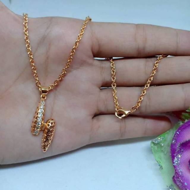 Kalung nuri set liontin motif set perhiasan