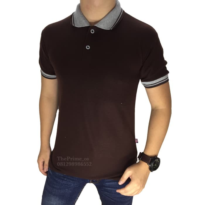 Best Seller kaos polo shirt - polo shirt pria - kaos polo kombinasi coklat