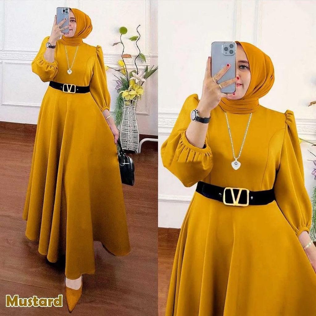 BAHAN SHAKILA | SHAPIRA MAXI DRESS + FREE BELT | SIZE JUMBO 5L XXXL XXL XL L M S