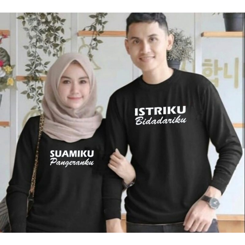Kaos Couple Suami Istri Bidadari / Koas Lengan Panjang Suami Istri