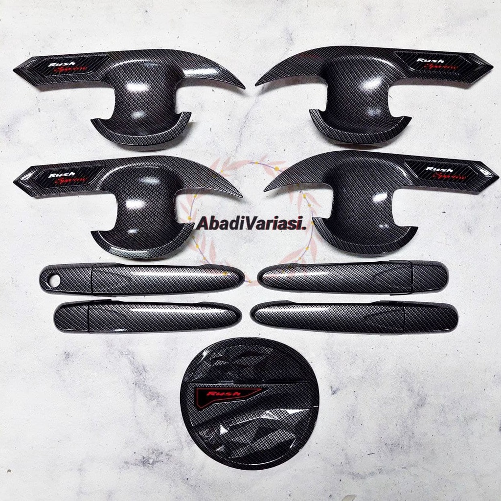 Paket Outer Handle Tank Cover Mobil All New Rush Full Carbon NO SMARTKEY