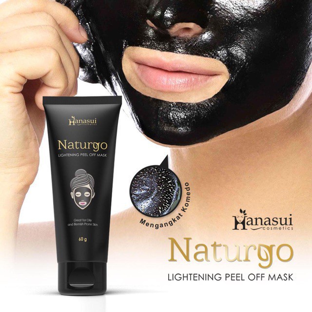 MASKER PENGHILANG BEKAS JERAWAT DAN BOPENG Hanasui Naturgo Lightening Peel Of Mask Black Tube ASLI O