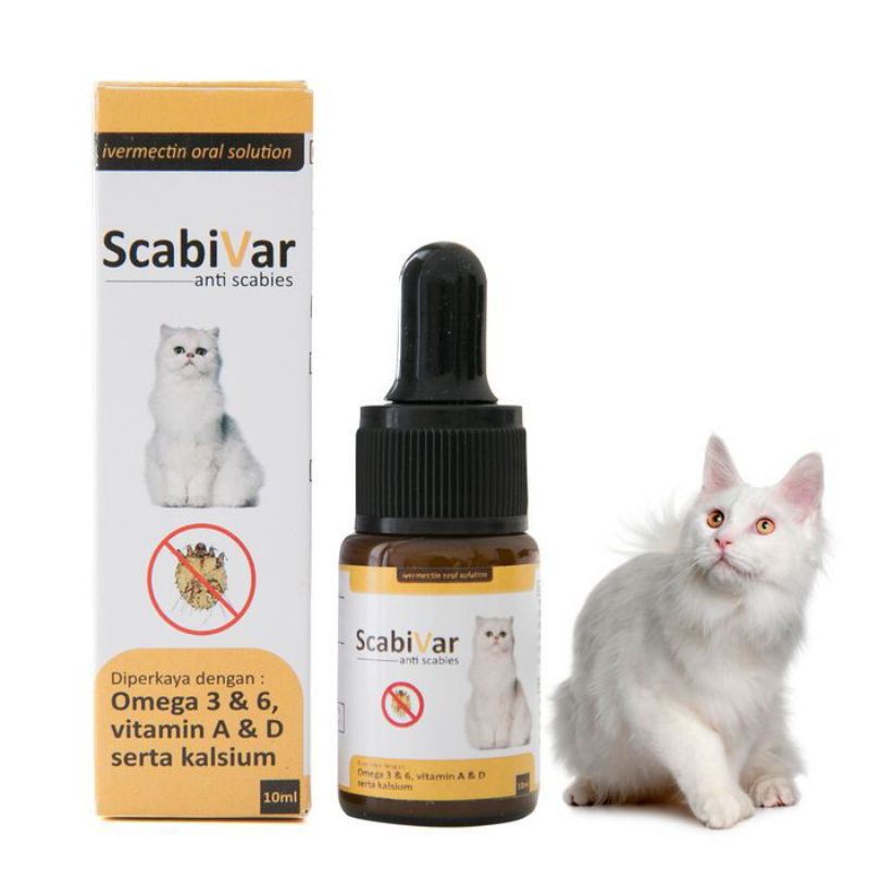 Scabivar 10 mL / Obat Scabies Kucing / Obat Tetes Scabies Kucing