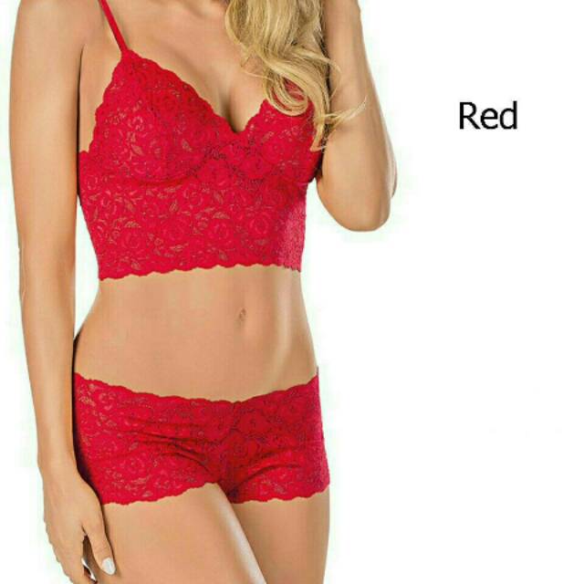 Lingerie Set Tanktop Bra CD Panty Sexy Tipis Transparan