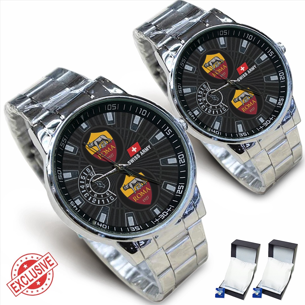 Jam Tangan Rantai Couple Logo AS ROMA (Cool)