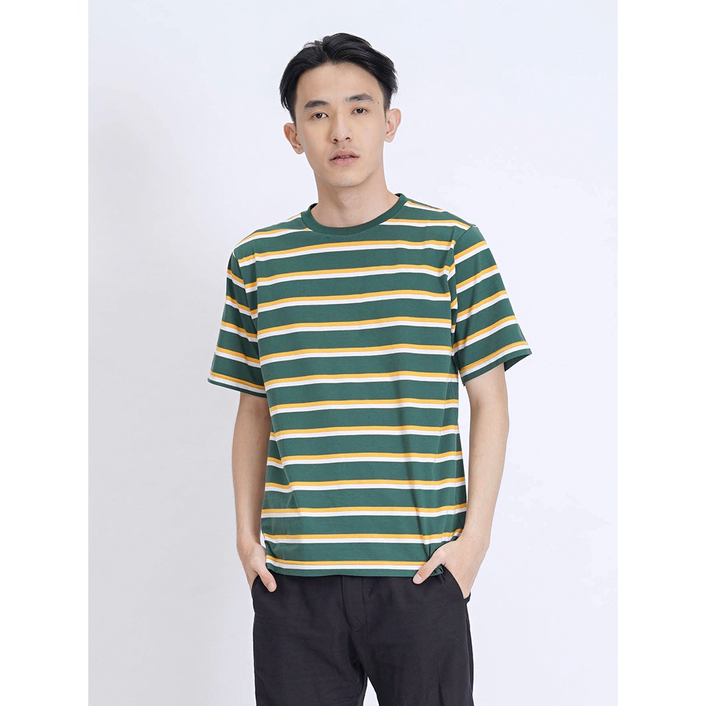  PROMO HARI INI SPARSE Anytime Tee in 3 Toned Green Lines 