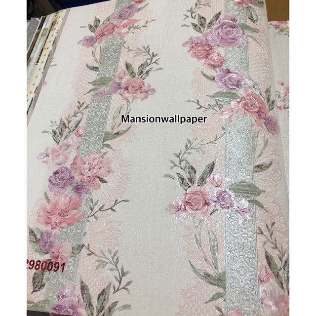  Wallpaper  Dinding  Korea 15M2 Salur Bunga Abstrak Shabby 