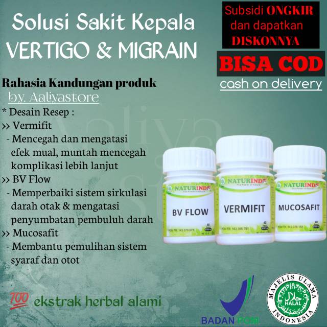 Obat Sakit Kepala Berat Vertigo Migrain Sakit Kepala Sebelah Kanan Solusi Ekstrak Herbal Alami Shopee Indonesia