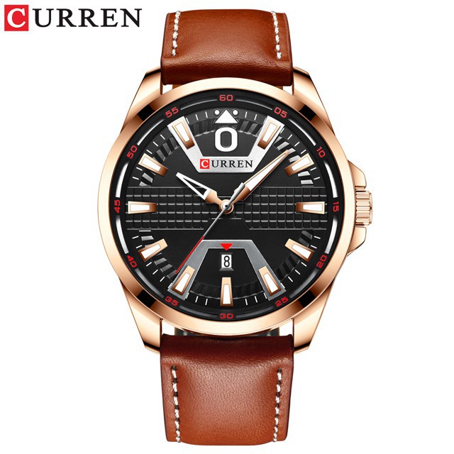 CURREN 8379 Jam Tangan Pria Analog Tali Kulit Chronograph Aktif Luminous Hand WATCHKITE WKOS