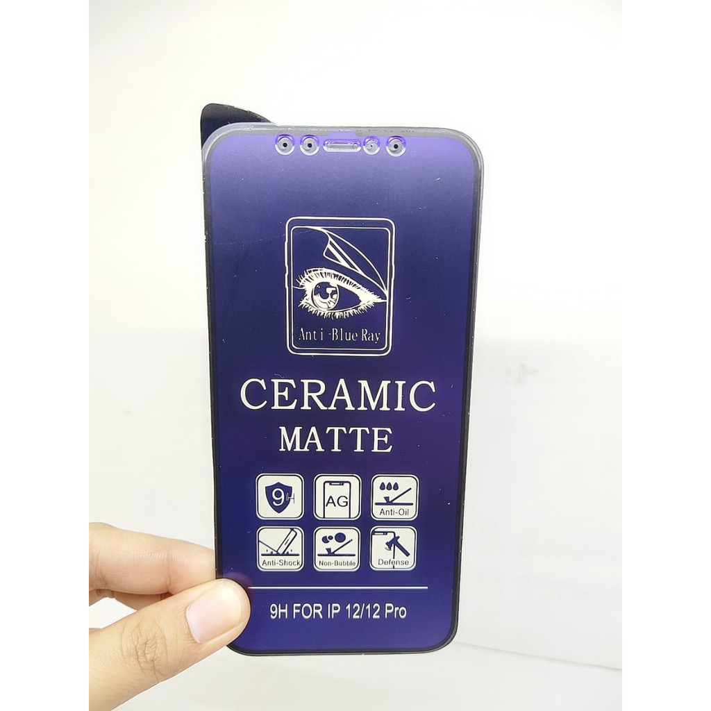 CMAB Ceramic Matte Anti Blue iPhone 12Mini 12 12Pro 12ProMax Anti Gores Glare Full Layar No Sidik