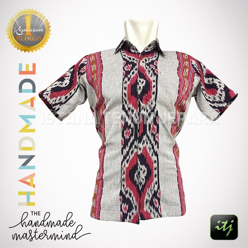 Kemeja Batik Pendek Pria / Kemeja Tenun Troso Motif Toraja