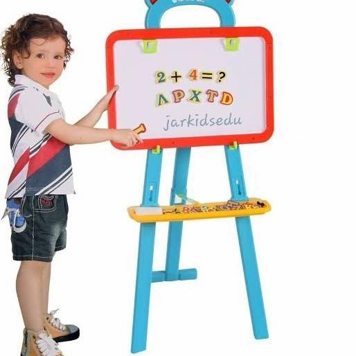 

MAINAN PAPAN TULIS ANAK JUMBO 3IN1 LEARNING EASEL WHITE BLACK BOARD - Biru