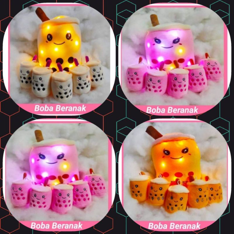 boneka boba milk boba beranak 5 induk LED bisa nyala FREE JARING