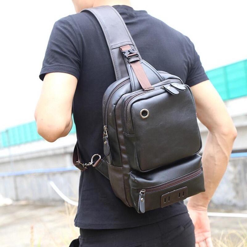 Gh-bag Tas Selempang Kulit PU Sling Bag Travel Tas Pria Tas Wanita Tas Punggung GGIH