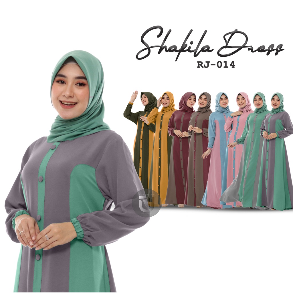Gamis Shakila Premium Dress Kekinian kode RJ-014 by RJ Collection