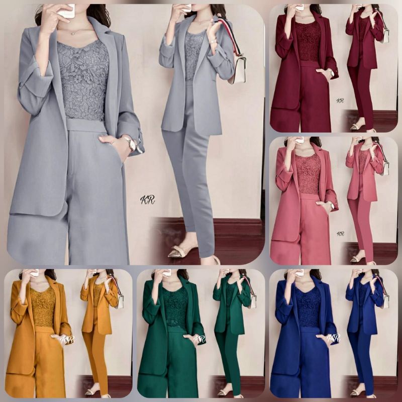 Cod - Nomi Set 2In1 Baju Setelan Wanita Korean Style Muslim Stelan Kan Set Jihyo 3In1/ Setelan Wan