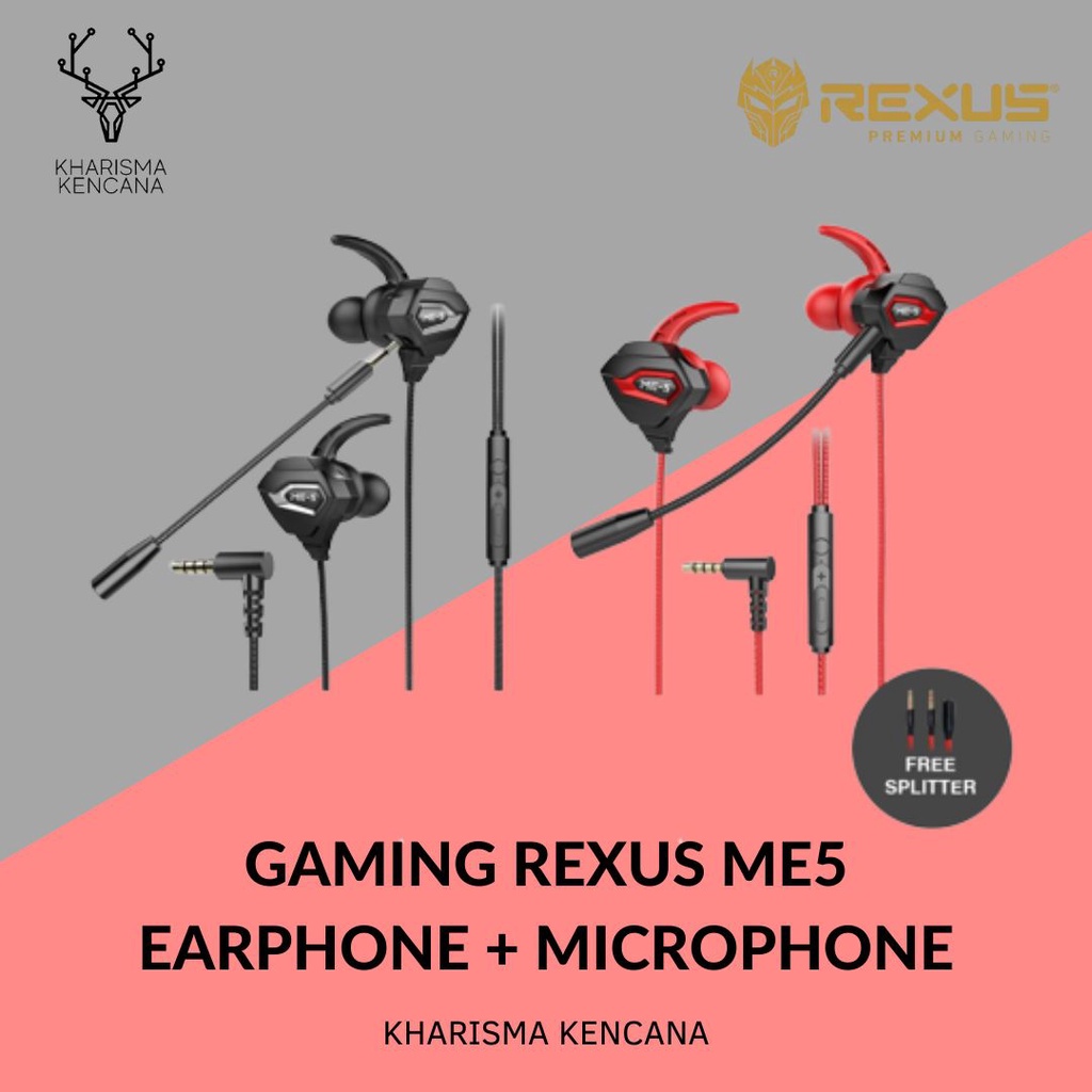 EARPHONE GAMING REXUS ME5 + MICROPHONE