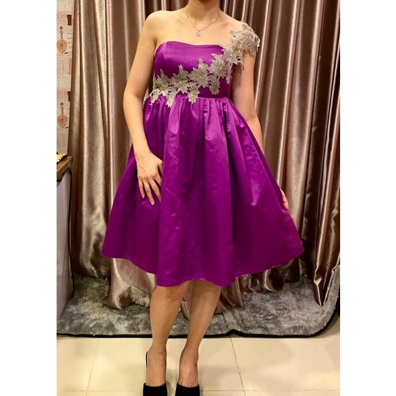 Preloved baby doll mini dress gaun pesta bridesmaid ungu