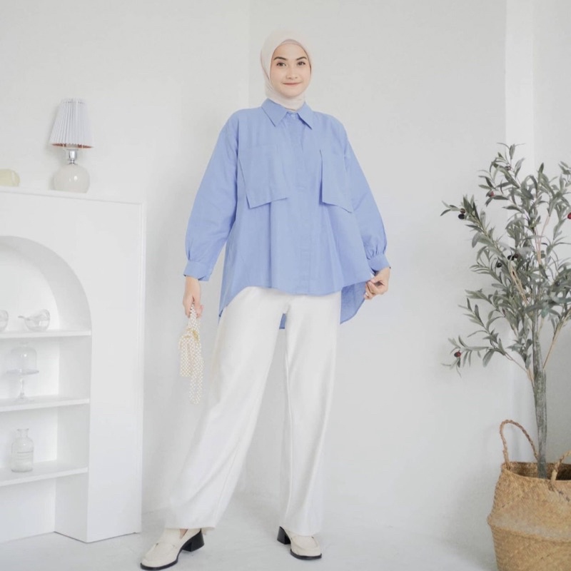 KEMEJA OVERSIZE 2 Pocket 2001 - Oversize Shirt Linen / Kemeja Linen Crinkle - NIKI Shirt / Kyana Shi