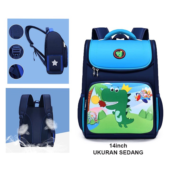 PROMO Tas Ransel Sekolah TK / SD Anak Laki-Laki 14inch Ukuran SEDANG dan 16inch BESAR IMPORT - Panda DINO DINOSOURUS - ASTRONOT - SUPER JAGOAN - ROBOT ROCKET