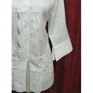 ➵ Atasan Kebaya Encim Modern Laser Cut Warna Putih Tulang / Kebaya Wisuda Elegan Jumbo / Kebaya Mode