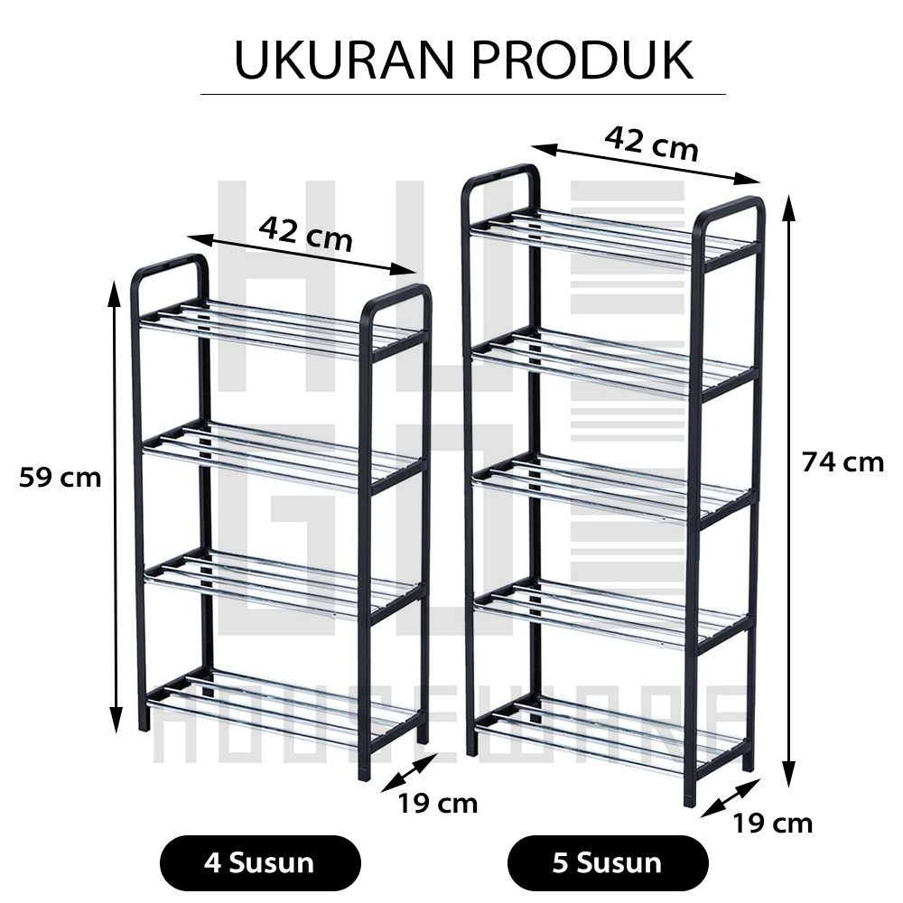 Rak Sepatu 4 dan 5 Susun Serbaguna Portable Tempat Sepatu Sandal HUGO