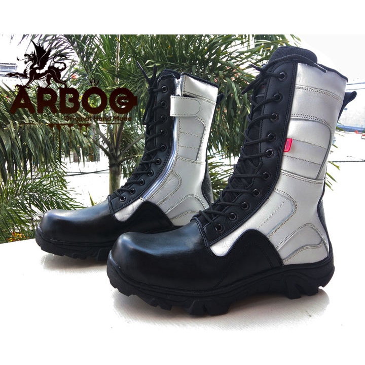 SEPATU PDL PROVOST TNI PKD SATPAM DINAS LAPANGAN HITAM PUTIH KULIT SAPI ASLI KLASIK ARBOO