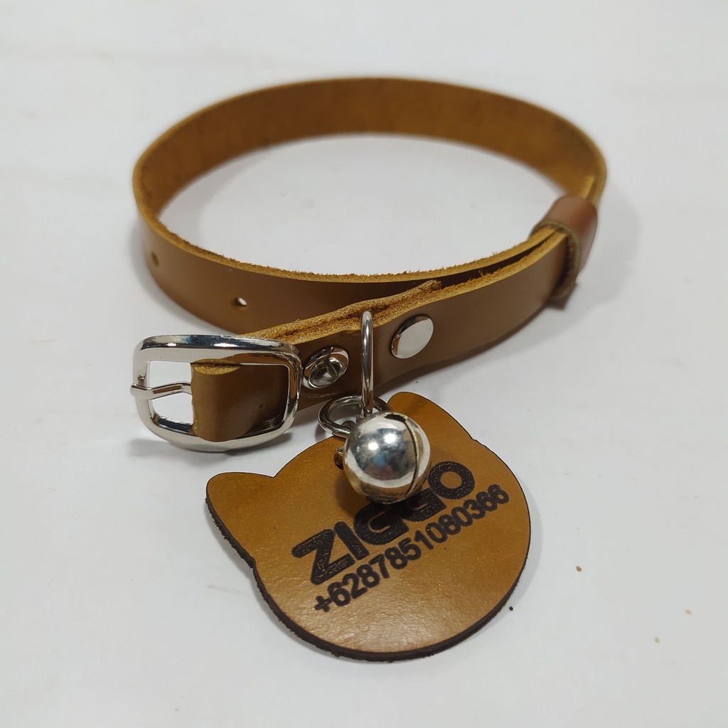 Kalung Kucing Bahan Kulit Asli Bonus Lonceng / Kalung Kucing Besar dan Kecil Anti Kutu dan Anti Irit