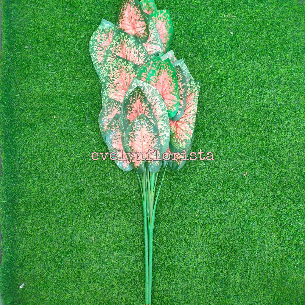 Daun Sri Rejeki Besar Dud Anjamani Merah Artificial High Quality Tanaman Hias Plastik Dekorasi Aesth