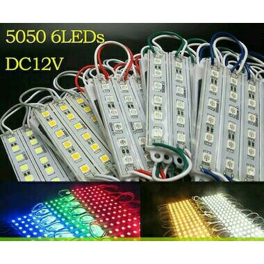 Lampu LED Modul SMD 5050 WATER PROOF Tahan air 6 LED 6 mata daya 12 volt