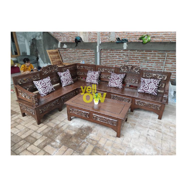 Kursi Tamu Kayu Jati Asli Jepara Kursi Sofa Ruang Tamu Minimalis Modern - ROSE 01