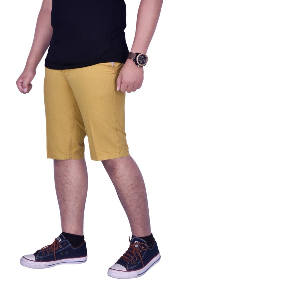 Dgm fashion1 celana  chino  pendek  polos kuning chinos  